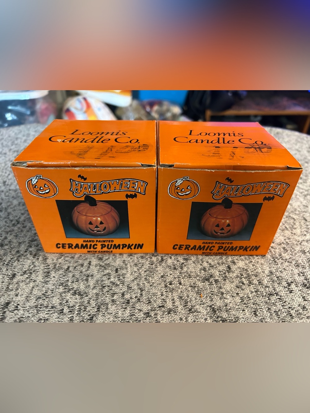 VTG RARE Loomis Candle Company Halloween Jack-O-Lantern Candle Candle Holder BOX